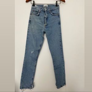 Agolde High Rise Distressed Denim Skinny Jeans
